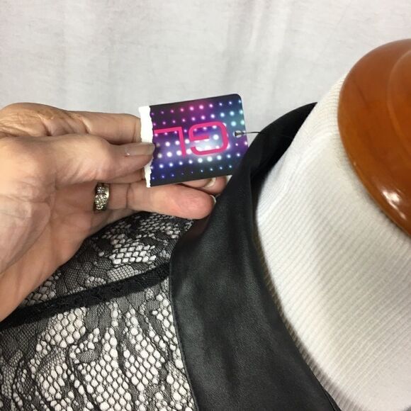 NWT Glol XL purple black lace button shirt long sleeved 100% polyester - Picture 6 of 7